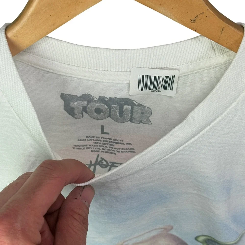 Travis‎ Scott Circus Maximus Tour 2024 Graphic White T-Shirt Mens Large TS002BL